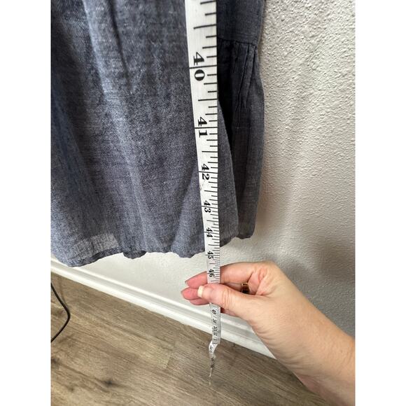 Vetiver Blue Gray Denim Round Braided Neckline & Strap Ruffle Dress 4 - Picture 12 of 12